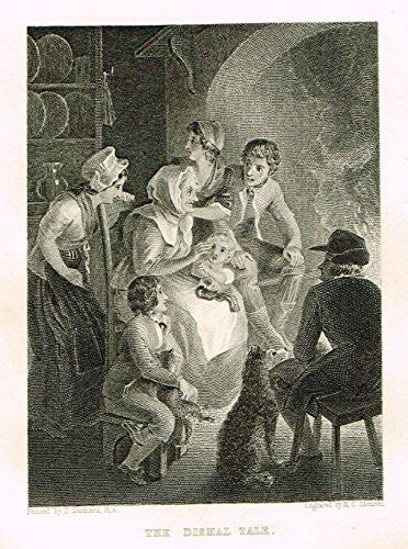 Miniature Print - THE DISMAL TALE by Shenton - Steel Engraving - c1850