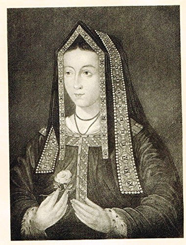 Memoires of the Court of England - ELIZABETH OF YORK - Photo-Etching - 1843