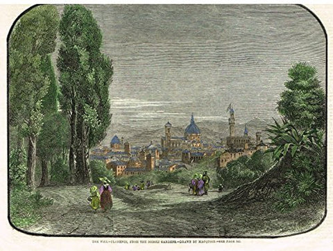 Illustrated London News - THE WAR - FLORENCE, FROM THE BOBOLI GARDENS - Hand-Col. Litho - c1860