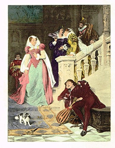 Colored Lithograph - MARIE STUART AND RIZZIO by NEAL - c1895