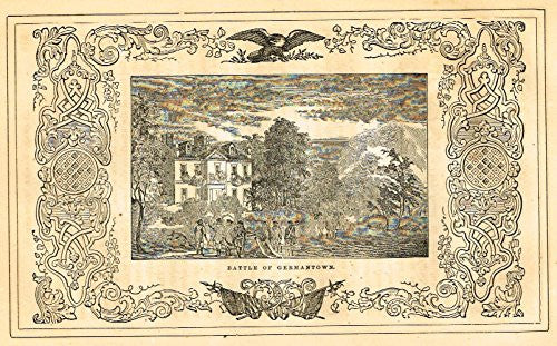 Frost's 'The American Generals' - BATTLE OF GERMANTOWN" - Woodcut - 1848