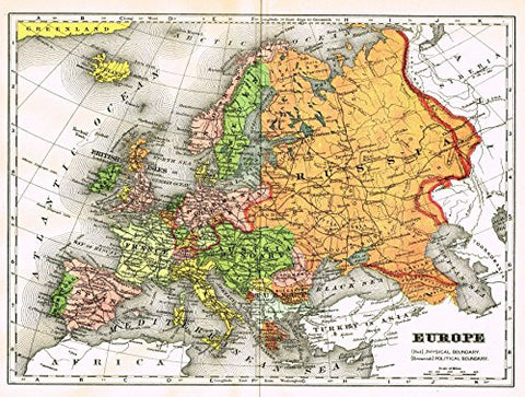 Johnson's Universal Cyclopedia - "EUROPE" - Hand-Colored Lithograph - 1896