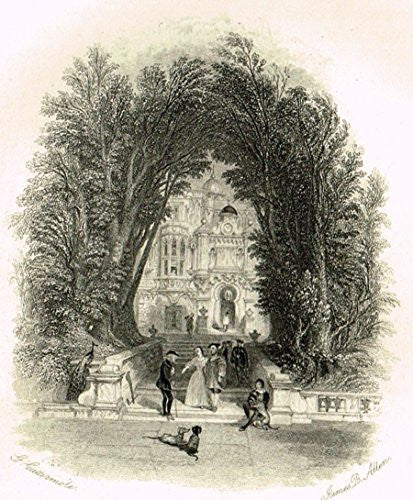 Cattermole's 'Haddon Hall' - "THE WELCOME" - Miniature Steel Engraving - 1860