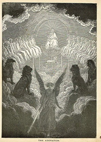 Gustave Dore's Illustration - THE ADORATION - Woodcut - c1880