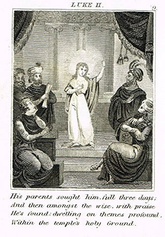 Miller's Scripture History - "YOUNG JESUS PREACHES IN THE TEMPLE" - Copper Engraving - 1839