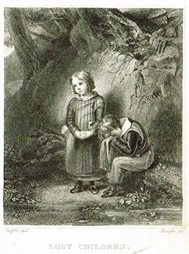 Miniature Print - THE FANTOCCINI BOY by Sartain - Steel Engraving - c1850