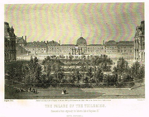 Napoleon III's History - "THE PALACE OF THE TUILERIES" - Steel Engraving - 1873