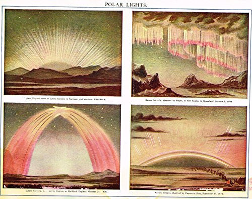 MacCracken's University Encyclopedia - "POLAR LIGHTS' - Lithograph - 1902