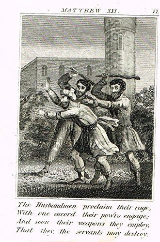 Miller's Scripture History - "THE HUSBANDMEN PROCLAIM THEIR RAGE" - Copper Engraving - 1839