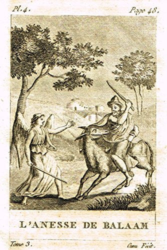 Miniature Print - L'ANESSE DE BALAAM by Canu - Copperl Engraving -1829