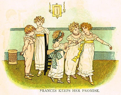 Kate Greenaway's Little Ann - FRANCES KEEPS HER PROMISE - Chromolithograph - 1883