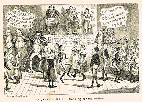Cruikshank's Almanack - "A CHARITY BALL - DANCING FOR THE MILLION" - Engraving - 1838