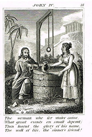 Miller's Scripture History - "JESUS PREACHES TO WOMAN AT WELL" - Engraving - 1839