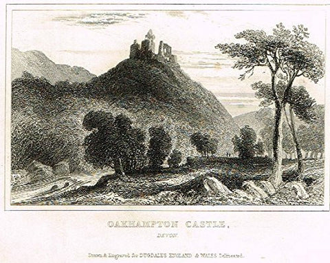 Miniature Dugdale Views - "OAKHAMPTON CASTLE" - Copper Engraving - 1845