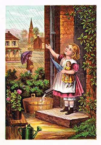 McLoughlin's Playtime Stories - THE SHOWER OF RAIN - Chromolithograph - 1890