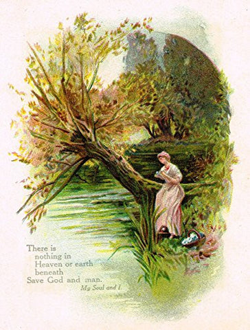 Brilliants from Whittier - "WOMAN AND TREE AT RIVER" - Chromolithograph - 1900