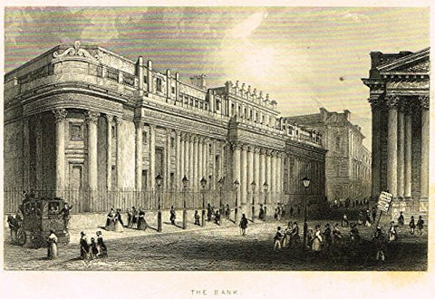 Tallis's London - "THE BANK" - Steel Engraving - 1851