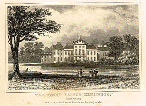 Miniature Dugdale Views - "THE ROYAL PALACE, KENSINGTON, MIDDLESEX" - Copper Engraving - 1845