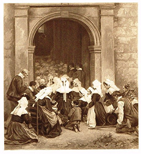 Salons of 1901's "THE HOUR OF MASS" (BRITTANY) - L. GROS - Photograveure - 1901