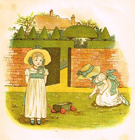 Kate Greenaway's Little Ann - COME AND PLAY IN THE GARDEN - Chromolithograph - 1883