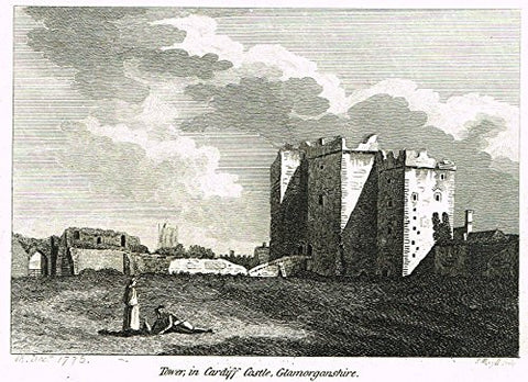 British Architectural Ruins - "TOWER IN CARDIFF CASTLE, GLAMORGANSHIRE" - Copper Engraving - 1776
