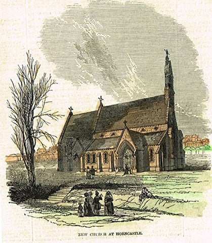 Illustrated London News - NEW CHURCH AT HORNCASTLE - Hand-Col. Litho - c1860