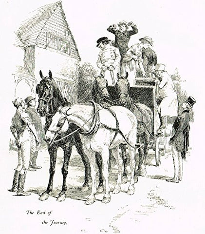 Tristram's Coaching Ways - "2 PRINTS - WAITING FOR COACH &  THE JOURNEY" - Lithograph - 1888