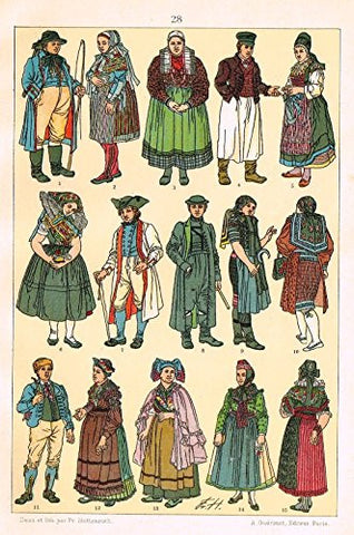 Hottenroth's Le Costume - "MEDEIVAL DUTCH COSTUMES" - Chromolithograph - 1890