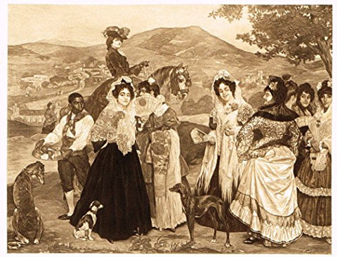 Salons of 1901's "PROMENADE AFTER A BULL FIGHT" by I. ZULOAGA - Photograveure - 1901