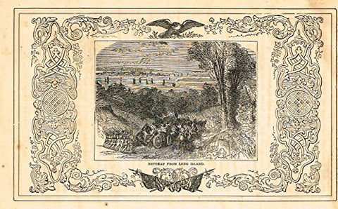 Frost's 'The American Generals' - RETREAT FROM LONG ISLAND - Woodcut - 1848