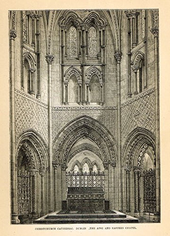 Our National Cathedrals - CHRISTCHURCH CATHEDRAL - Wood Engraving - 1887