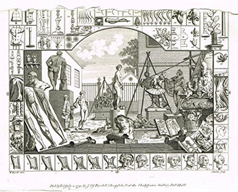 Hogarth's Illustrated - "ANALYSIS OF BEAUTY - PLATE II - (Damaged)" - Engraving - 1793