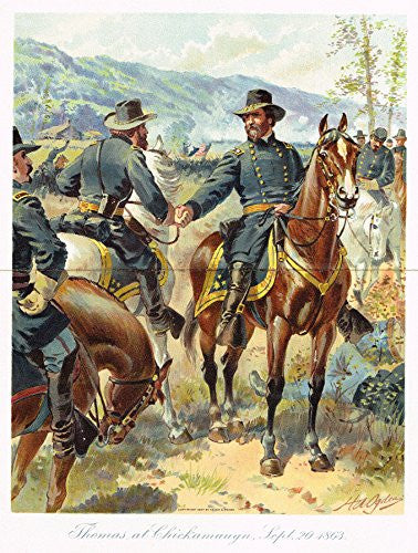 Ogden's History -Civil War - Thomas At Chickamauga - Chromolithograph - 1899