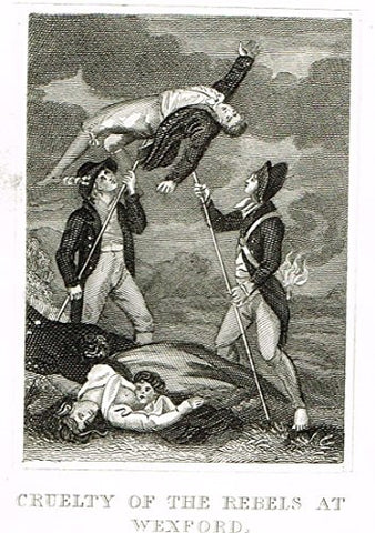 Miniature History of England - CRUELTY OF THE REBELS AT WEXFORD - Copper Engraving - 1812