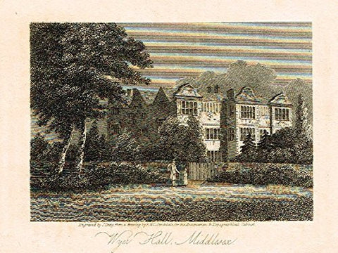 Miniature Topographical Views - "WYER HALL, MIDDLESEX" - Copper Engraving - 1808