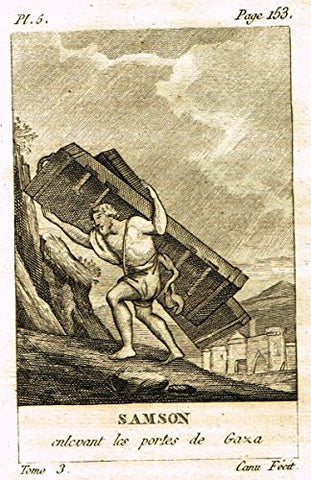 Miniature Print - SAMSON by Canu - Copperl Engraving -1829