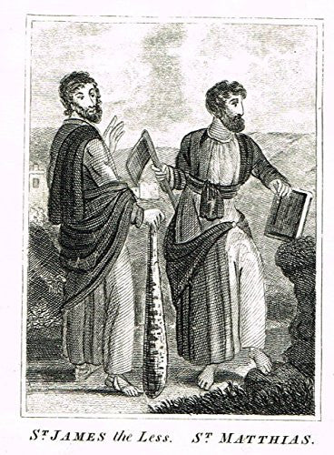 Miller's Scripture History - "ST. JAMES the LESS & ST. MATTHIAS" - Copper Engraving - 1839