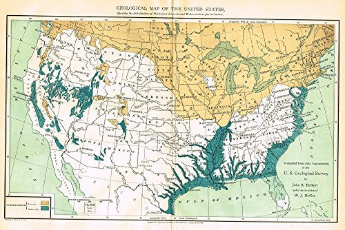 Johnson's Cyclopedia - "GEOLOGICAL MAP OF THE UNITED STATES" - Hand-Colored Litho - 1896