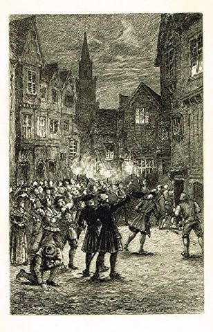 Heneage's Memoirs of England - "THE MOB BEFORE PALLISER'S HOUSE" Etching by Marcel -1900