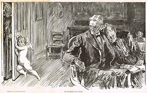 The Gibson Book - "AN INTERRUPTED STORY" - Lithographic Sketch - 1907