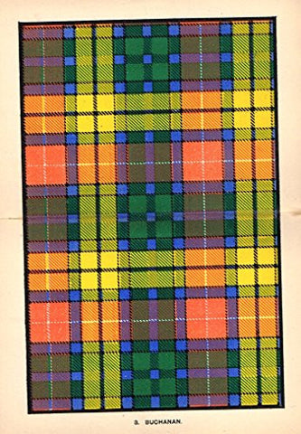 Johnston's Scottish Tartans - "BUCHANAN" - Chromolithograph - c1899