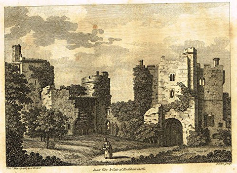 Grose's Antiquities of England - "INNER VIEW & GATE OF BODIHAM CASTLE" - Copper Engraving - c1885