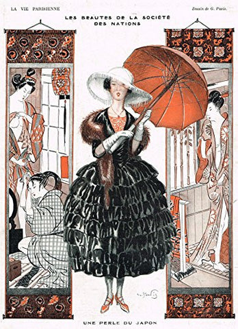 La Vie Parisienne Page - "UNE PERLE DU JAPON" - Lithograph - 1921
