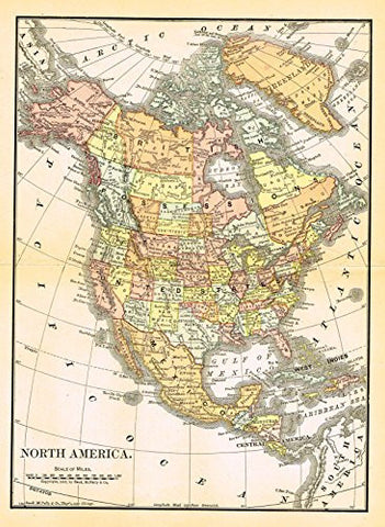 Rand McNally Map - NORTH AMERICA - Chromolithograph - 1903