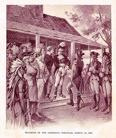 Ellis's American History - "TRANSFER OF THE LOUISIANA PURCHASE, 1804" - Polychromatic - 1899