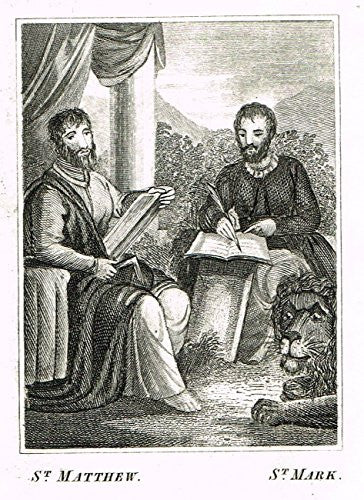 Miller's Scripture History - "ST. MATTEW & ST. MARK" - Small Religious Copper Engraving - 1839