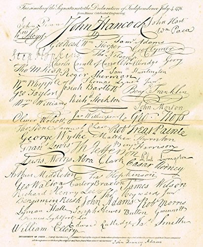 Shaffner's - FACIMILE OF THE SIGNATURES OF THE DECLARATION OF INDEPENDENCE - Engraving - 1863
