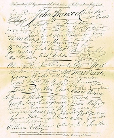 Shaffner's - FACIMILE OF THE SIGNATURES OF THE DECLARATION OF INDEPENDENCE - Engraving - 1863