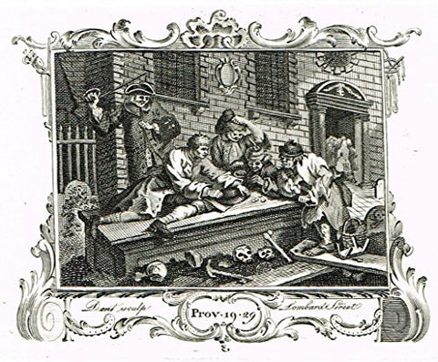 Hogarth's Illustrated - "IDLE PRENTICE - PLAYS IN CHURCHYARD" - Engraving - 1798