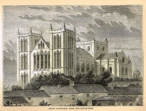 Our National Cathedrals - RIPON CATHEDRAL - Wood Engraving - 1887